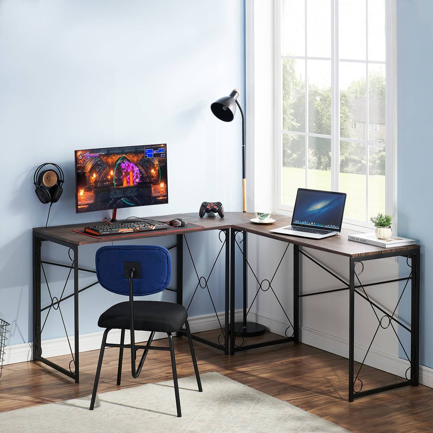 L shaped corner desk Vecelo L Shaped Corner Computer Writing Desk