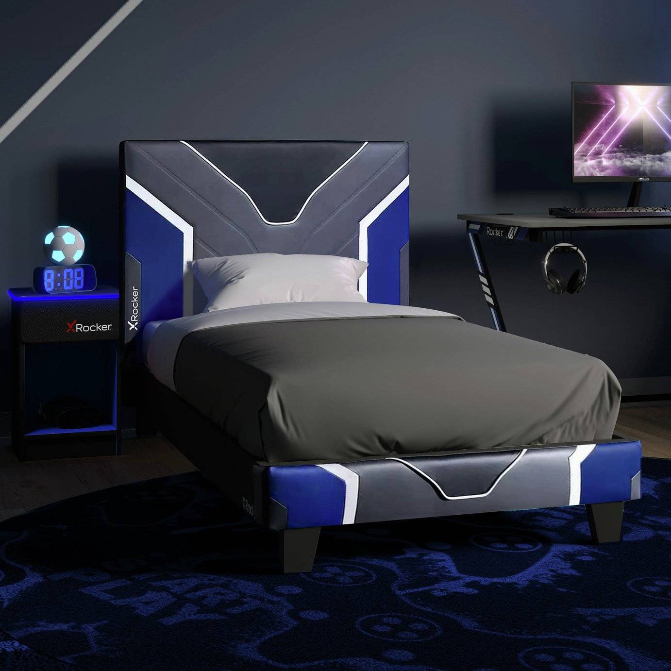 X rocker X-Rocker Chromis Single in a Box Blue Frame Bed