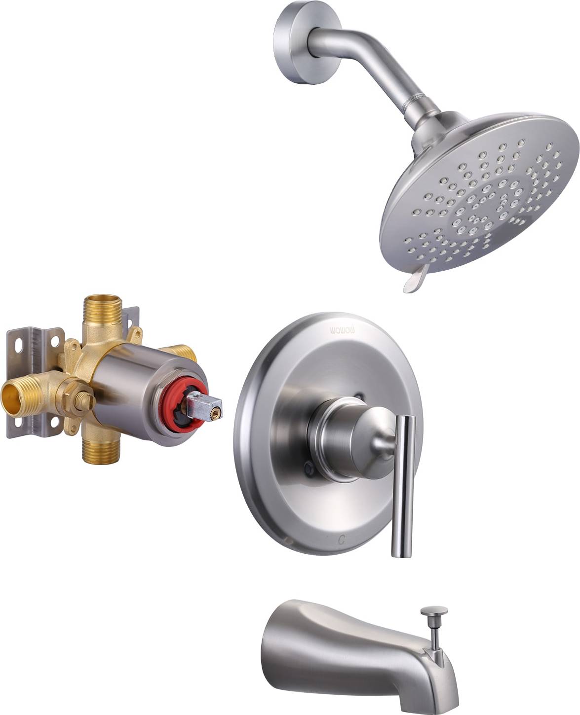 Brushed nickel shower system Wowow Brushed Nickel 6-in Built-In Shower Faucet System