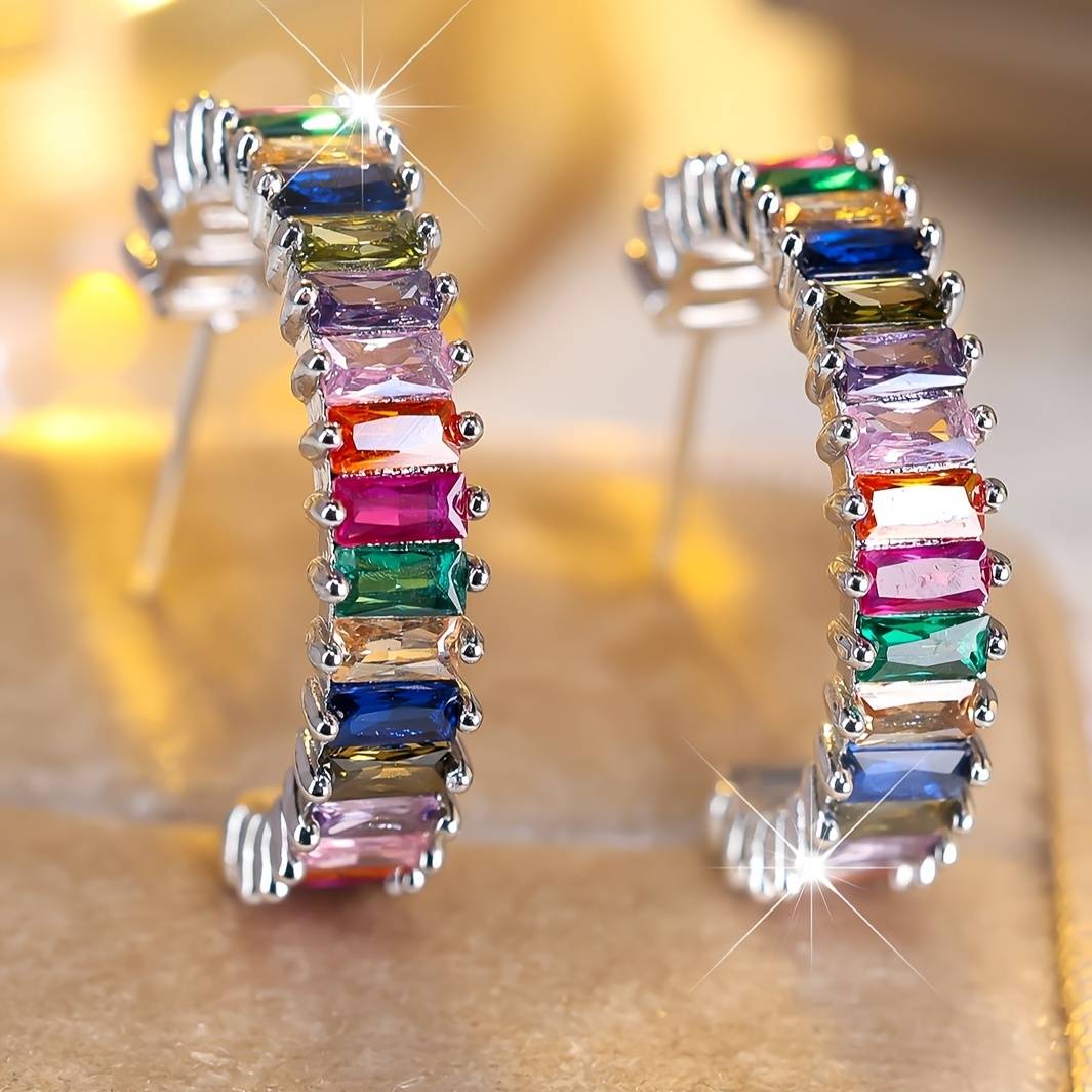 Temu Inlay Synthetic Hoop Earrings