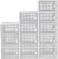 Living and Home 12Pcs Plastic Stackable Storage Box Shoe Rack