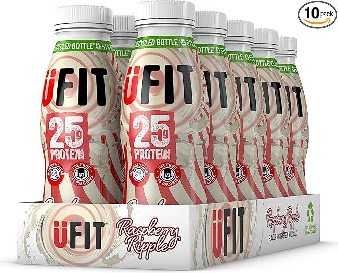 Ufit High 25g Protein Shake Raspberry Ripple 10 x 330ml