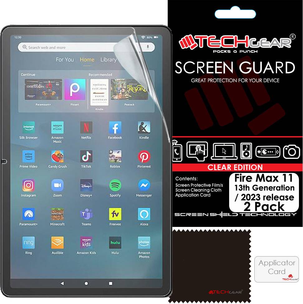 TechGear Clear Screen Protector Covers Fire Max 11