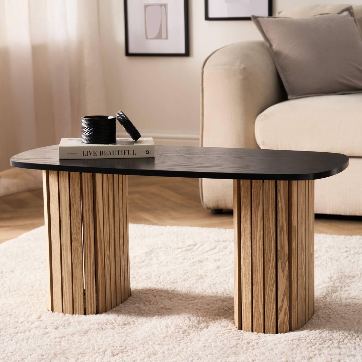 OHS Long Ribbed Living Room Coffee Table