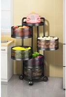 Living and Home 6-Tier Rotating Storage Rack Cart Trolley Table