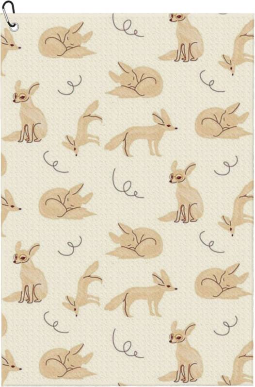 WHIBOS Fennec Fox Pattern Golf Towel Fan