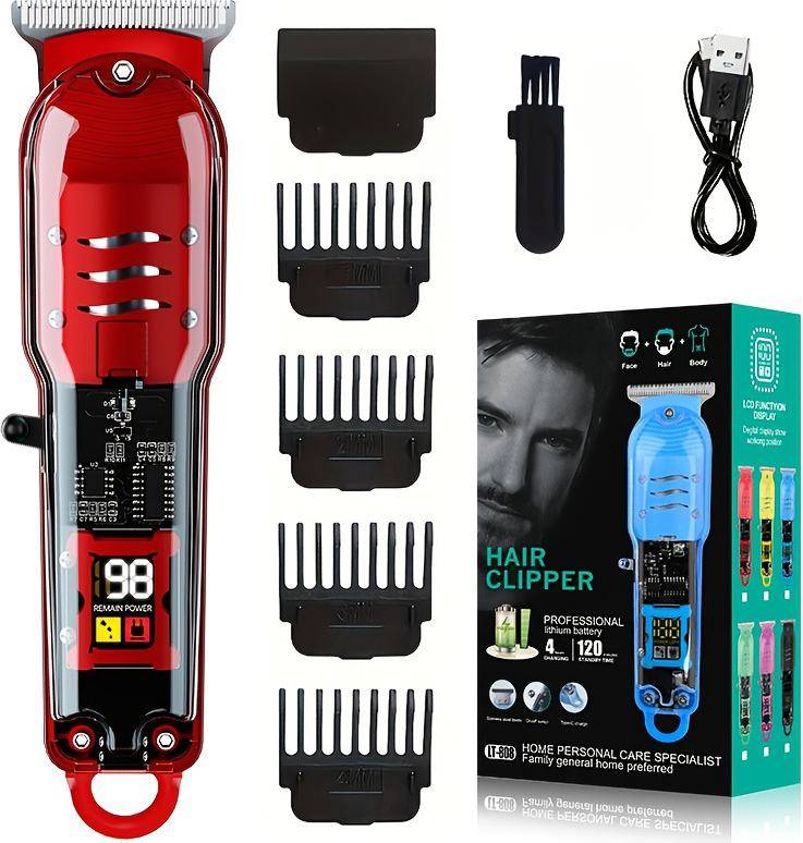 Professionele Tondeuse Met LED Display Red