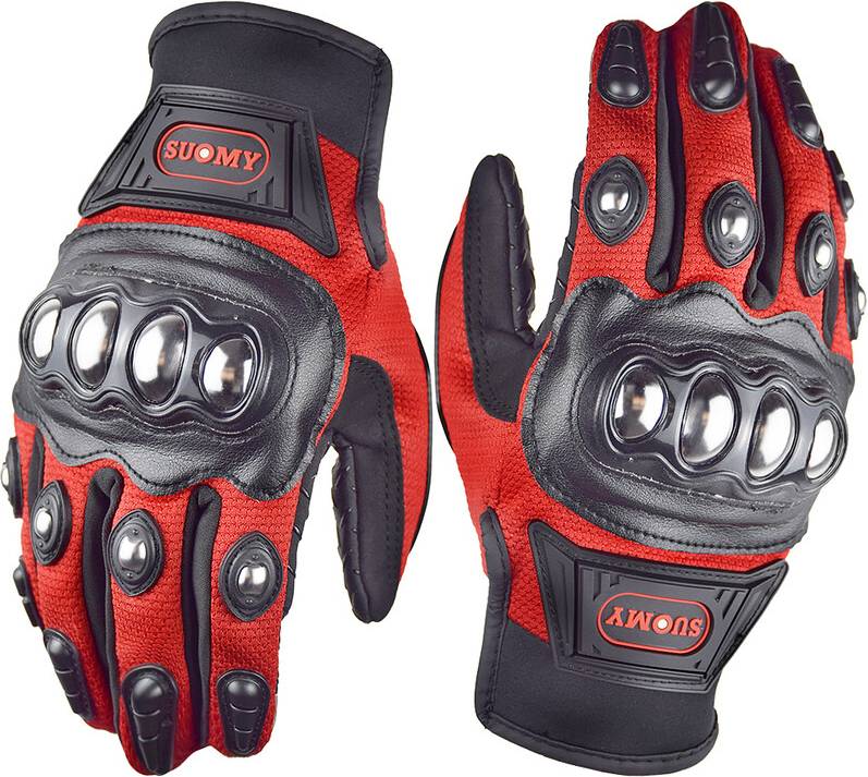 Maxpower Breathable Full Finger Racing Motorcycle Gloves - Red