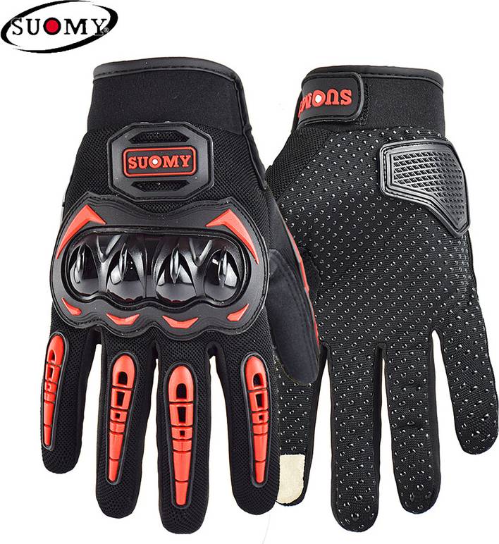 Maxpower Breathable Full Finger Racing Motorcycle Gloves - Red