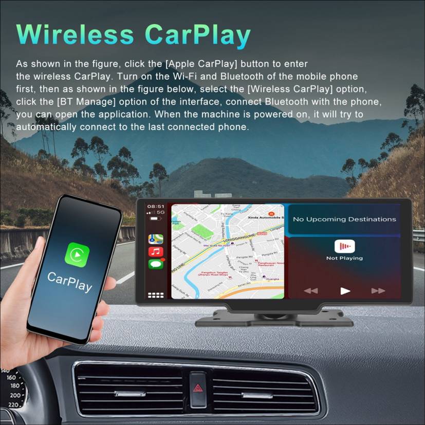 10.26 Inch Wireless Carplay Android Auto Stereo