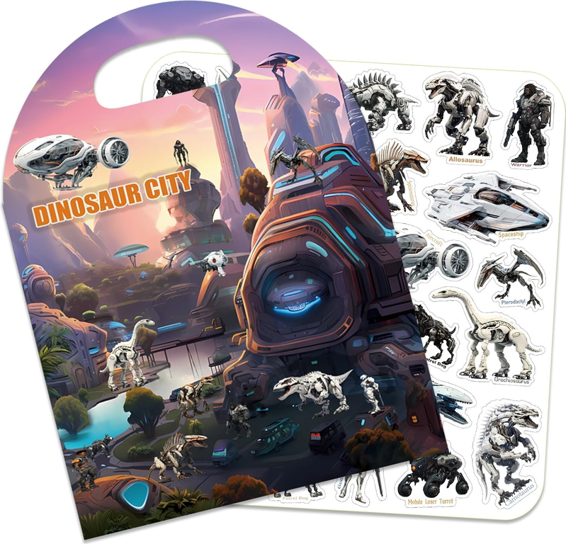 Reusable Mecha Dinosaur Sticker Books