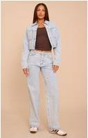 PrettyLittleThing Straight Leg High Rise Jeans - Light Blue