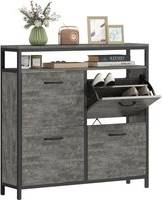 Homcom Narrow Shoe Cabinet With 4 Flip Drawers Storage Shoe Rack