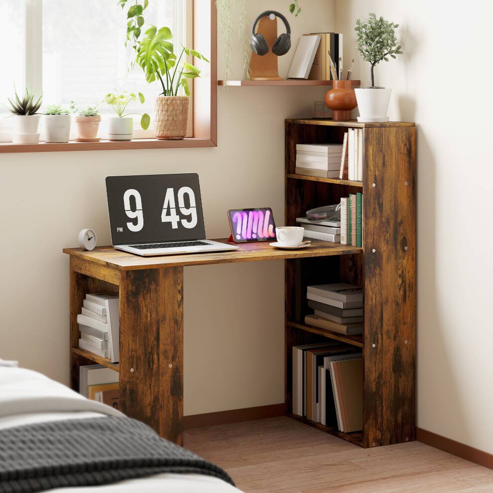 Homcom 120cm Modern Computer Bookshelf Table Writing Desk