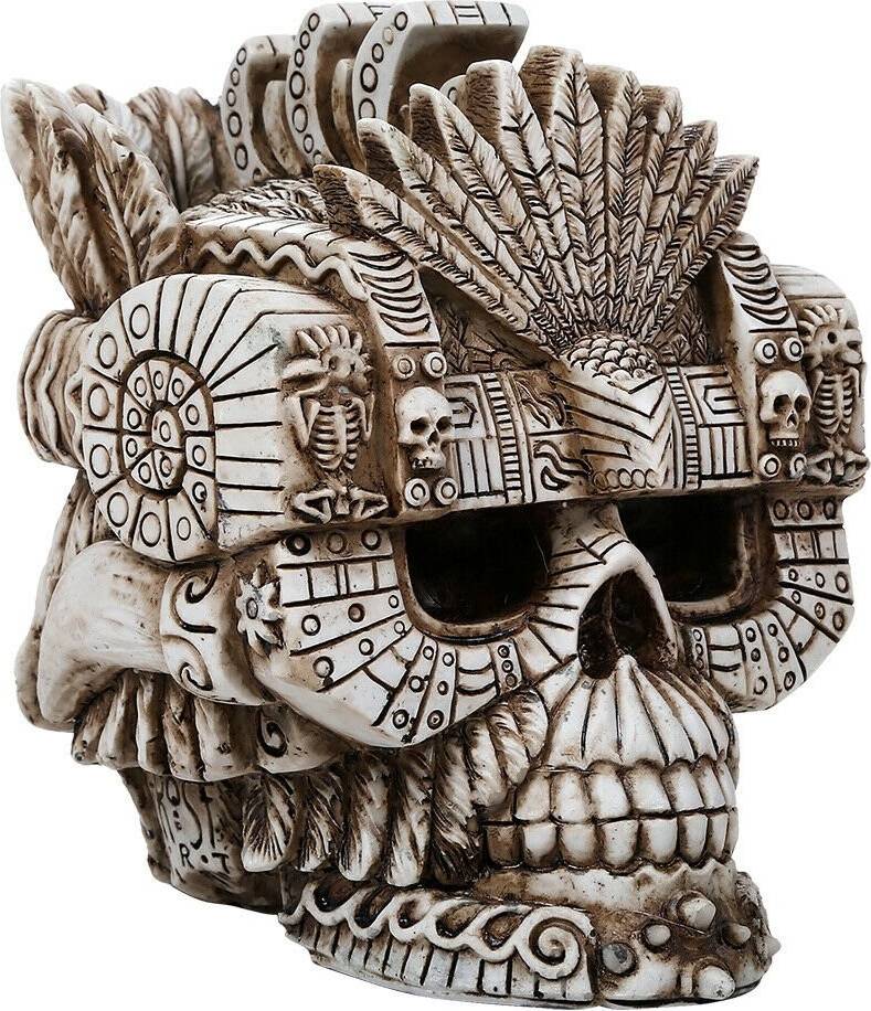 Pacific Giftware Montezuma Aztec Ruler Skull 6 Inch L Figurine