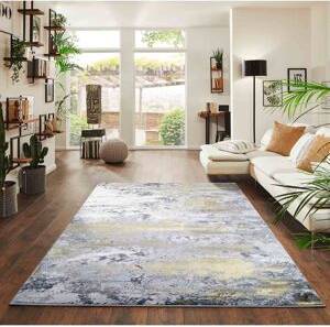 Abstract Power Loom Gold Area Rug 120 x 170 cm