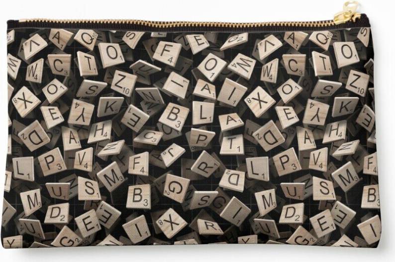 WHIBOS Scrabble Tile Madness Pattern Cosmetic Organizer