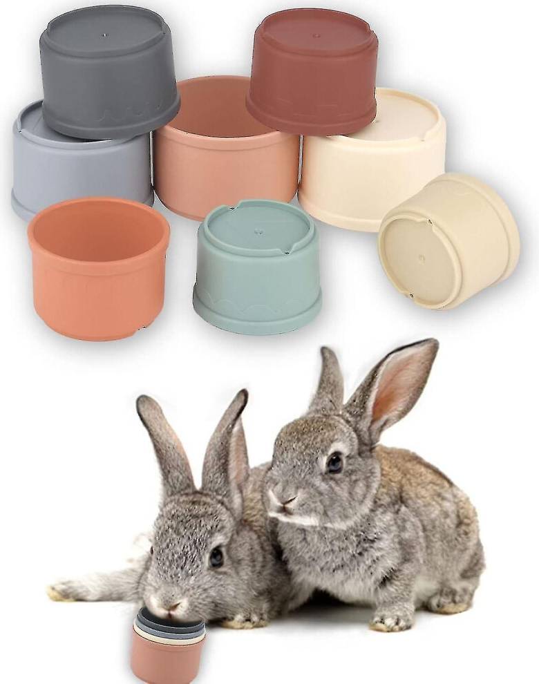 Pack Of 8 Multicoloured Rabbit Stacking Cups