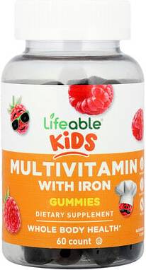 Lifeable Kids Multivitamin With Iron Gummies Raspberry 60 pcs