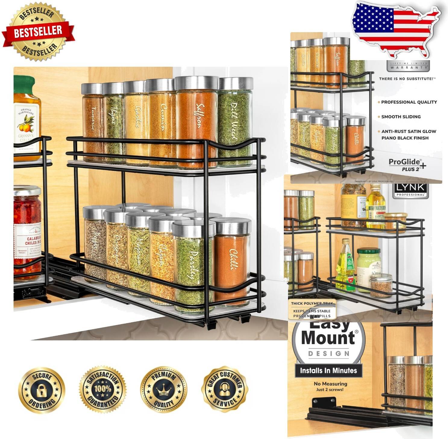 Lynk Professional 2-Tier Pull-out Spice Rack