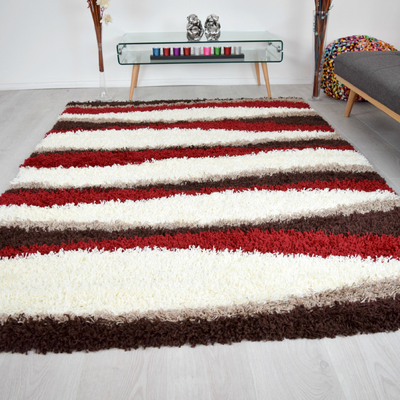 Bravich Red Waves Shaggy Rug Red