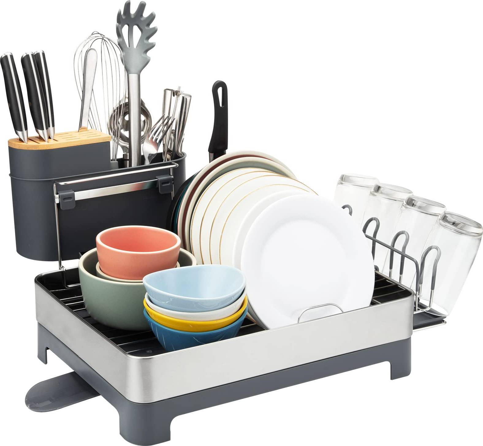 Dish rack with drainer Garvee Multifunctional Drying Rack Steel Dish Drainer