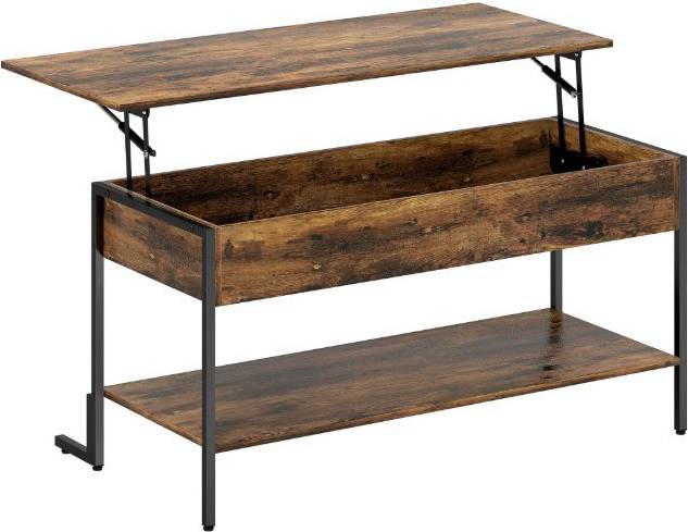 Homcom Industrial Lift Top Rustic Brown Coffee Table
