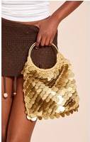 PrettyLittleThing Raffia Matte Sequin Handbag - Gold