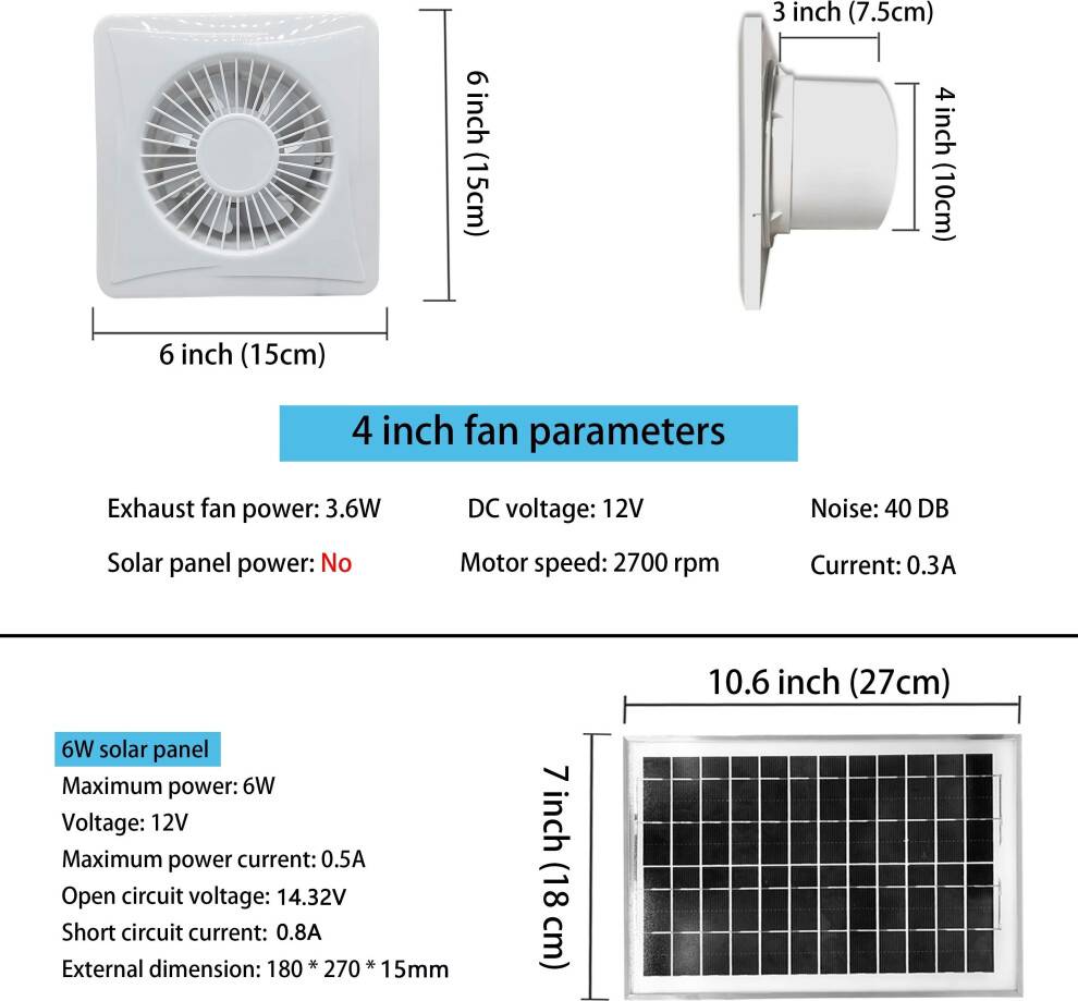 12V Solar Powered RV Exhaust Fan