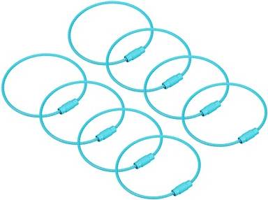 Uxcell Cable Key Rings 6-Inch Wire Keychain Twist Loops - Blue