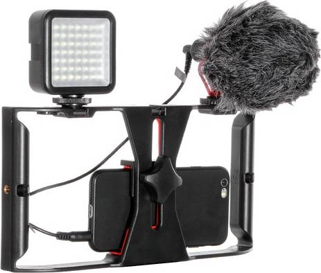 Phone stabilizer Smart Phone Video Camera Stabilizer Cage Rig 49 Led Light
