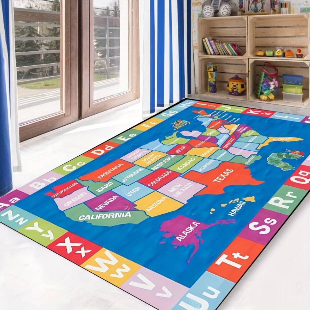 Elementary Map Kids Washable Area Rug