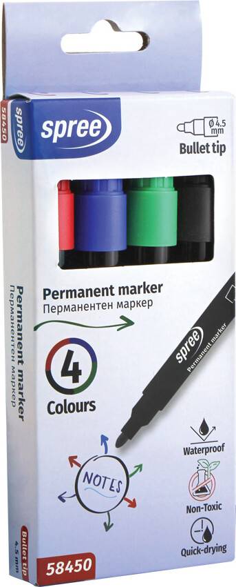 Permanent Marker Box 4 Colors