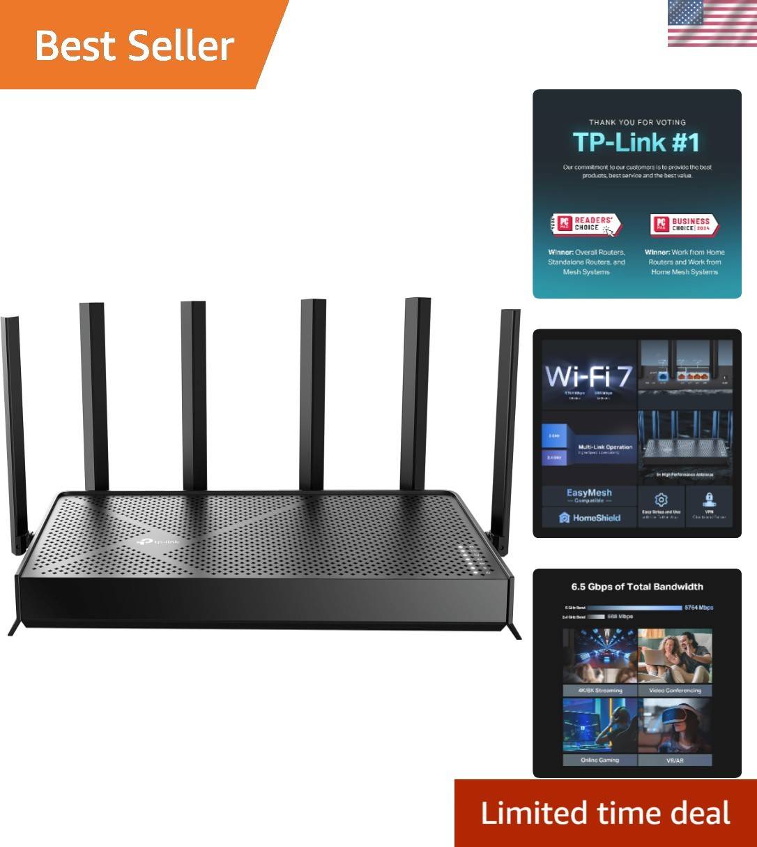 Wi-Fi 7 Dual-Band Router 90 Devices