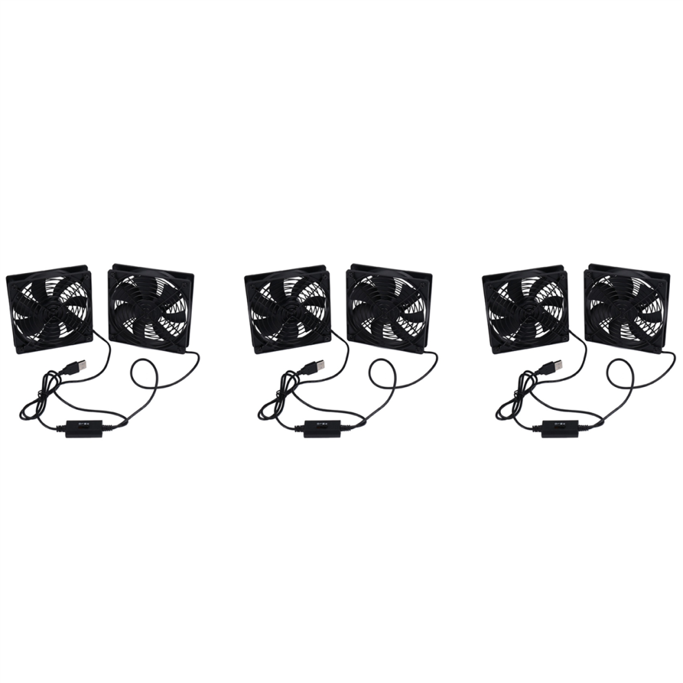 Tlily 3X Dual 120mm 5V USB Powered PC Router Fan