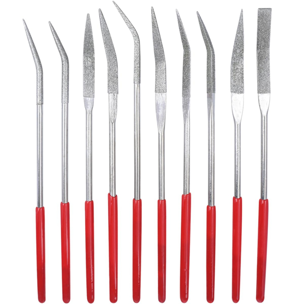 Melitt 10PCS Diamond File Set 3x140mm Curved Needle Rasp