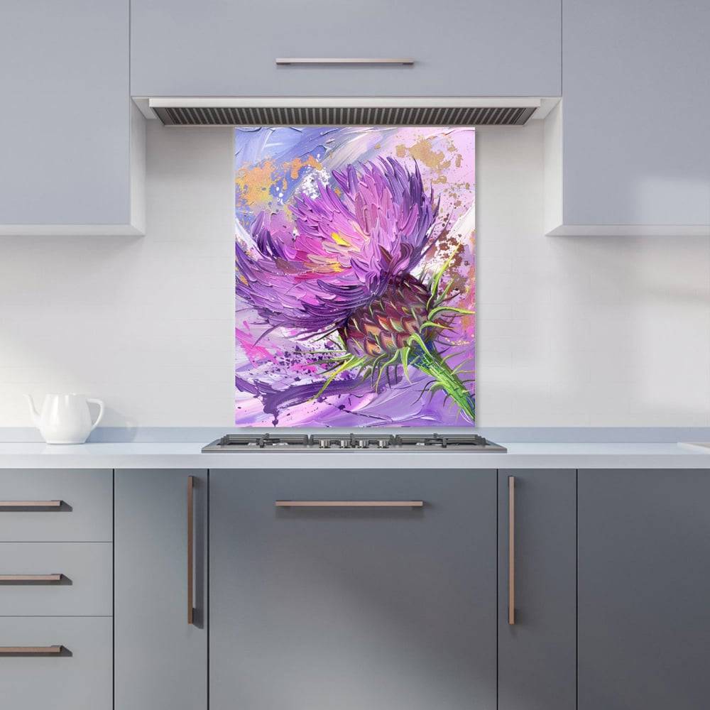 Warren Reed Abstract Thistle Explosion Glass Kitchen Splashback 75 x 60 cm Splash Guard