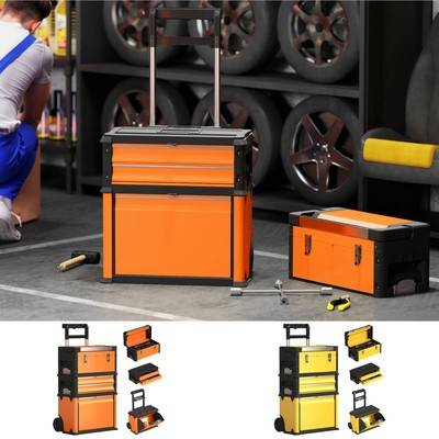 Homcom 3-in-1 Stackable Rolling Tool Box With Handles