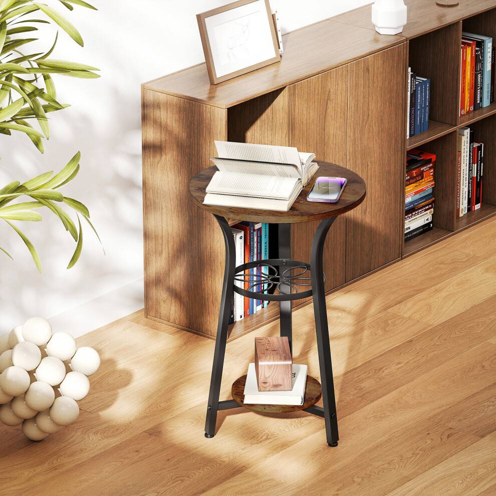 Homcom 3-Tier End Rustic Brown Small Table