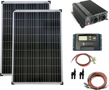 Solartronics Set 2x 100W Poly Solar Module 20A Charge Yellow Converter