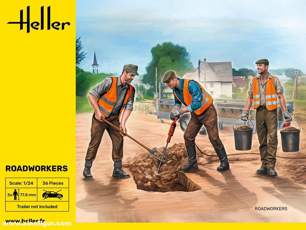 Heller Road Workers Figures Model Kit 1 24