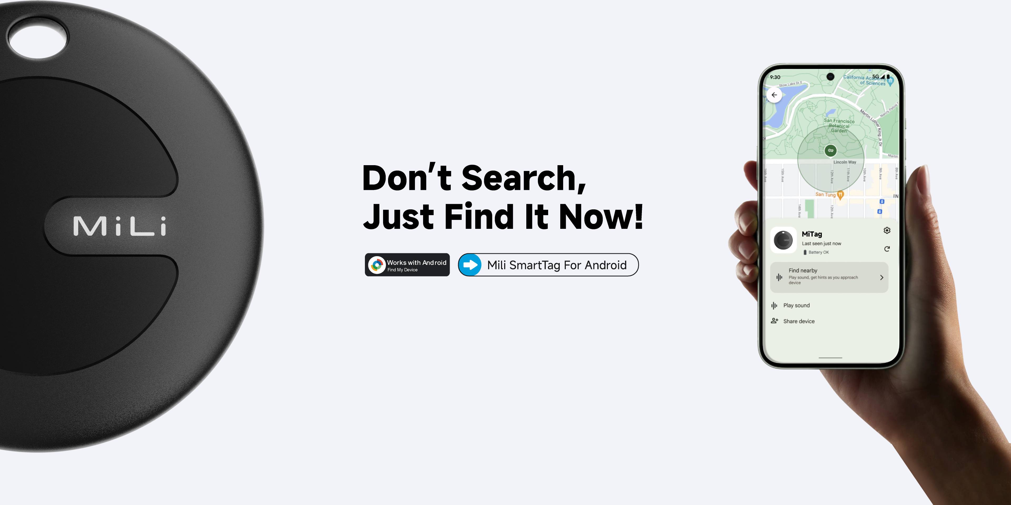 Nøglefinder MiLi MiTag Go Smart Bluetooth Nøglefinder - Sort