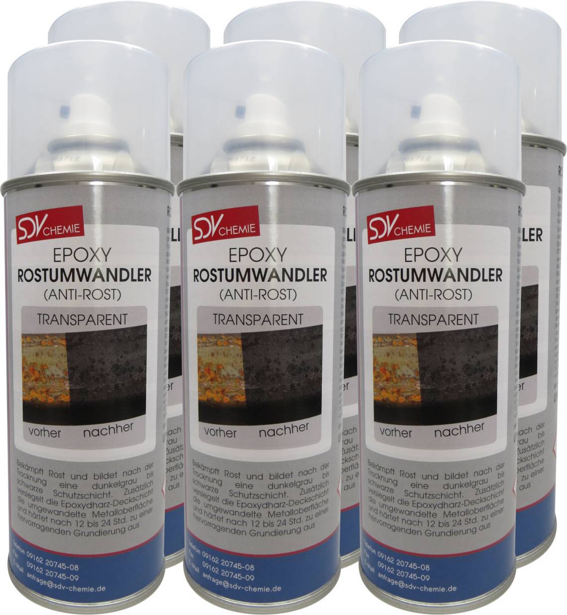 Epoxy Epoxy Rostumwandler Spray 6x 450ml Rostentferner
