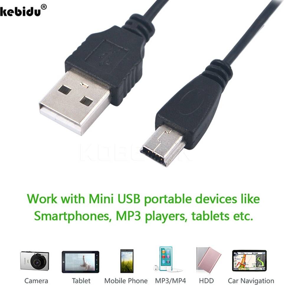 Kebidu Mini USB 5 Pin Sync Cable To USB 2.0