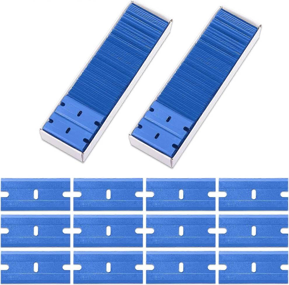 200Pcs Blue Plastic Double Sided Razor Blades Set