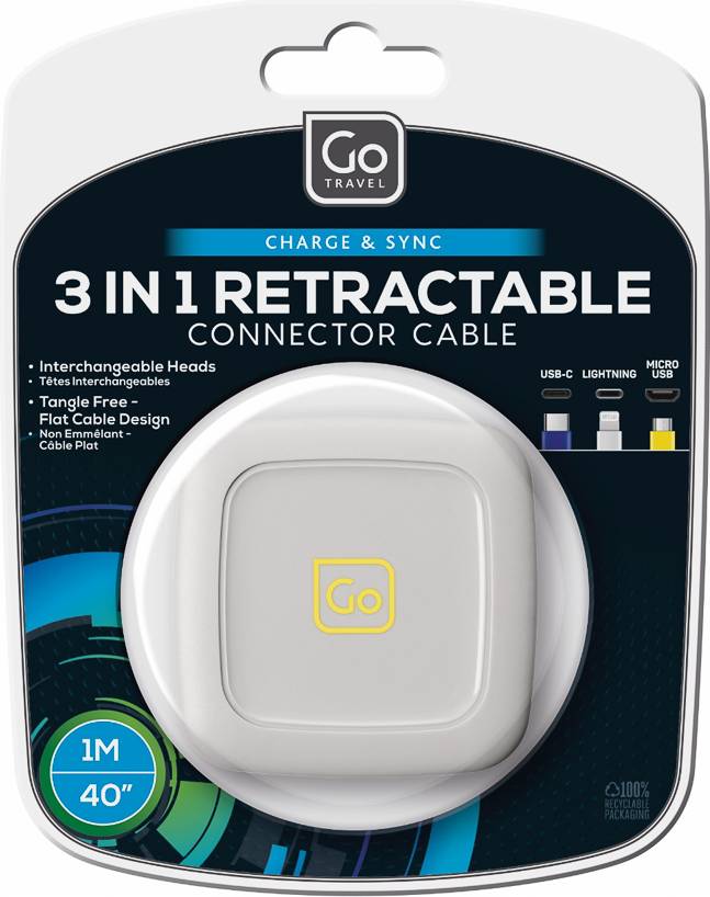 3 In 1 Retractable Cable 1M