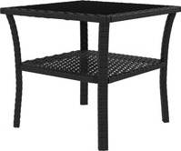 OutSunny Two-Tier PE Rattan Square Coffee Table Black