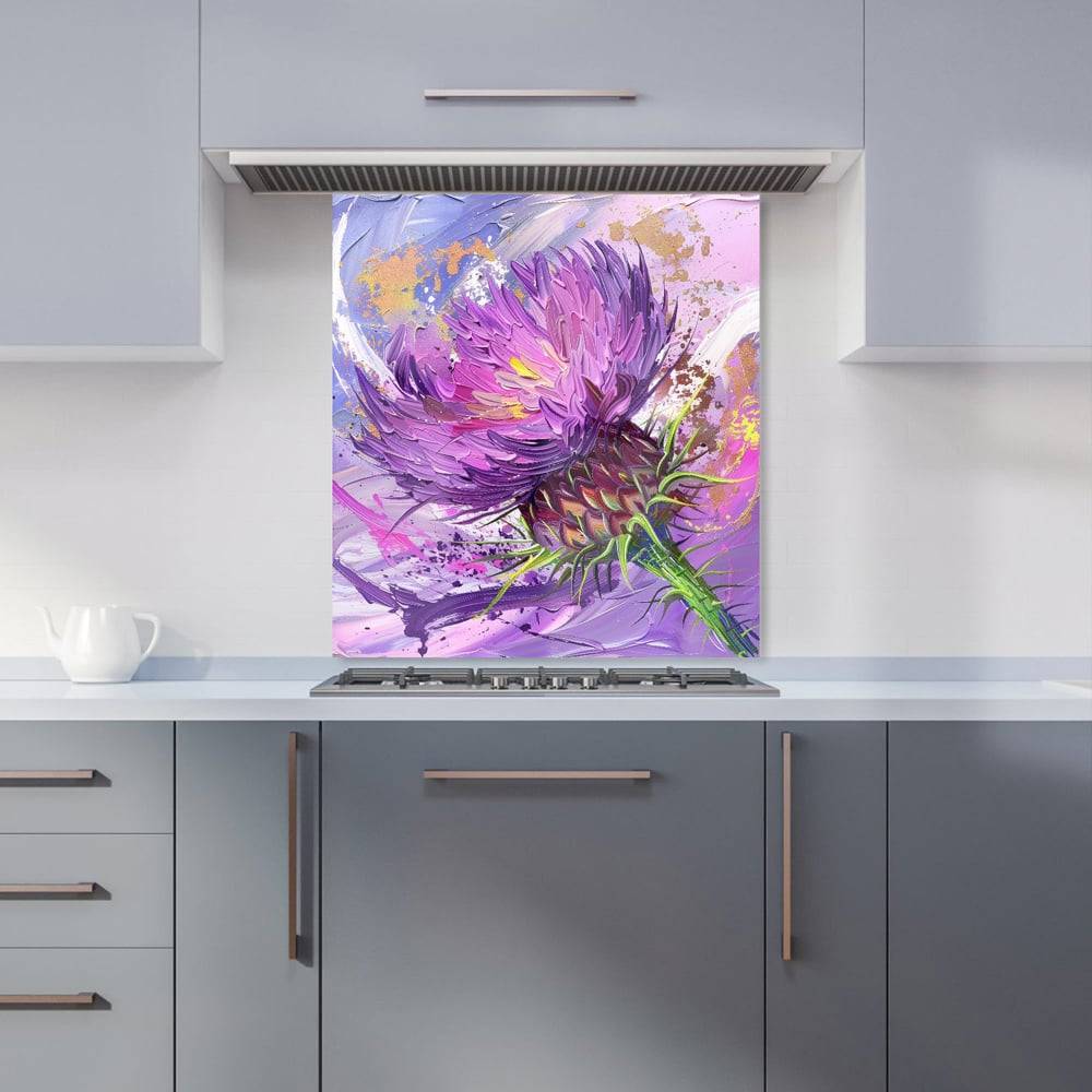 Warren Reed Abstract Thistle Explosion Glass Kitchen Splashback 65 x 60 cm Splash Guard