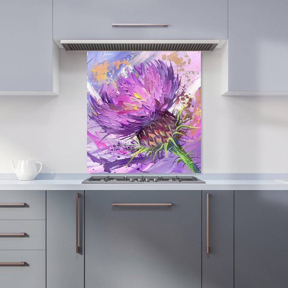 Warren Reed Abstract Thistle Explosion Glass Kitchen Splashback 65 x 70 cm Splash Guard