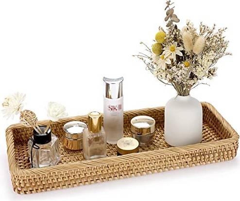 Ignpion Rattan Decorative Display Serving Tray